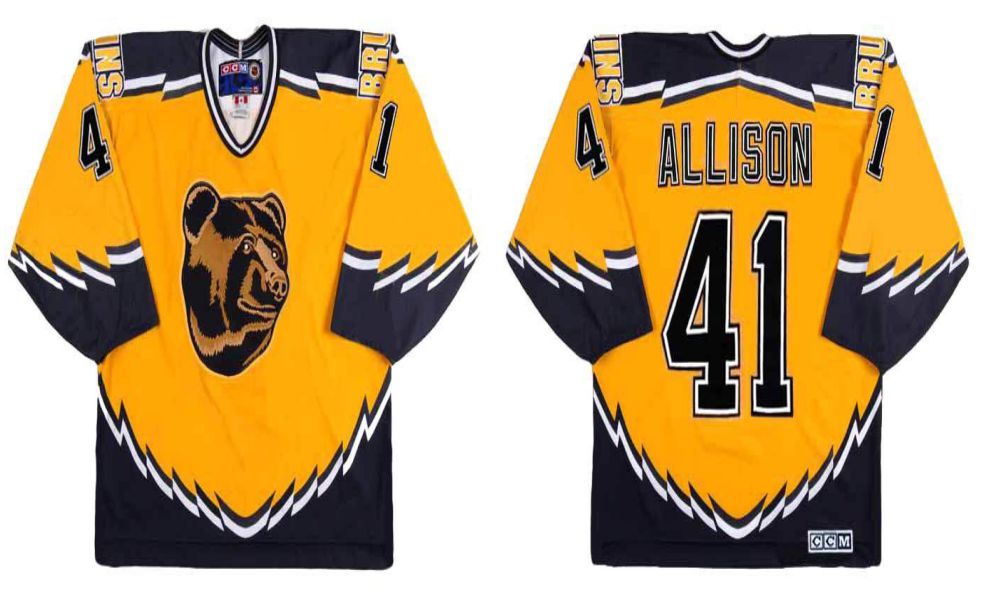 2019 Men Boston Bruins #41 Allison Yellow CCM NHL jerseys